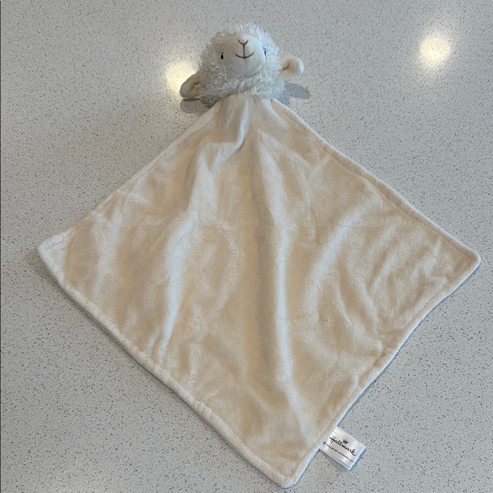 Hallmark Cream Lamb Baby Security Blanket Rattle Lovey Ivory Plush Stuffed Toy